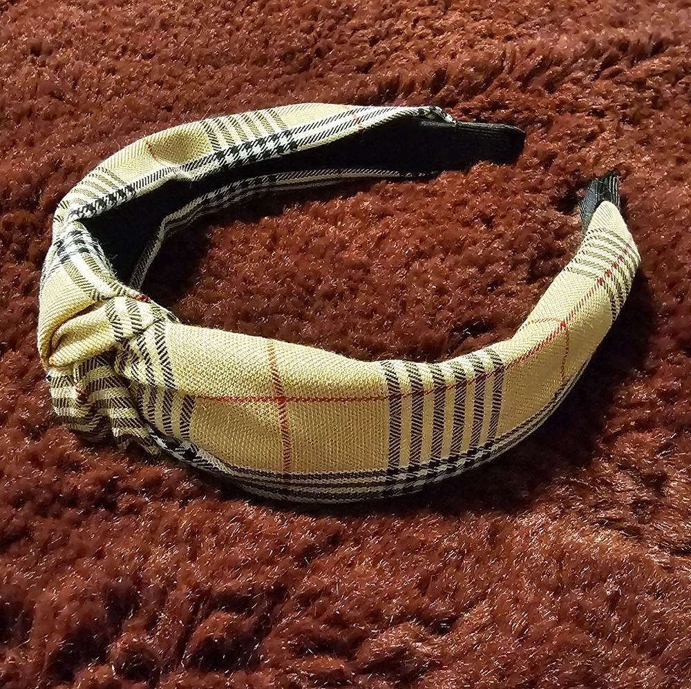 Plaid Tan Knotted Fashion Headband NWOT - Picture 5 of 5